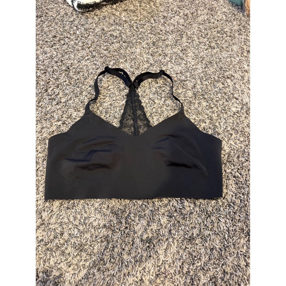 True & Co True Body Black Lace Racerback Bralette Adjustable Straps Large